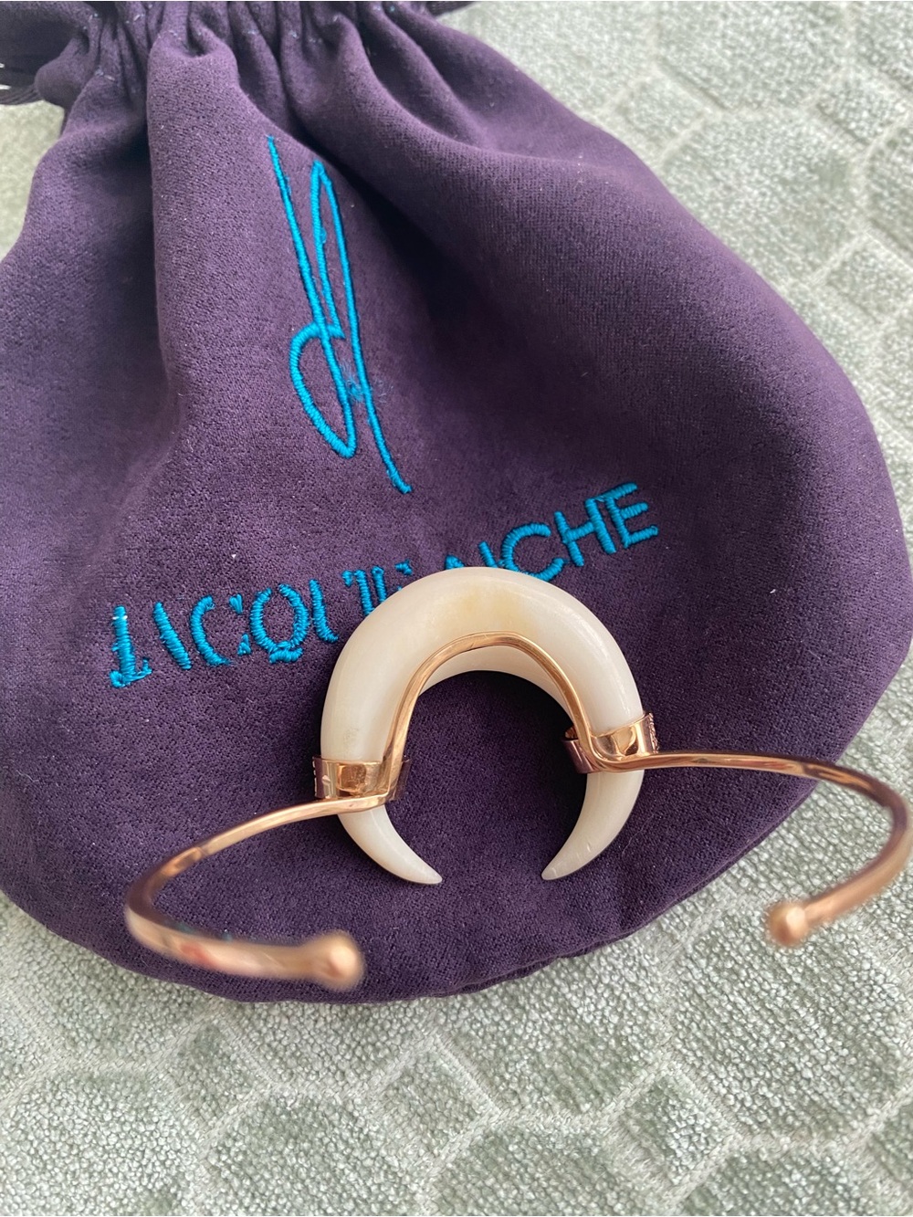 Jacquie Aiche Bone Horn Rose Gold and Diamond Cuff - Picture 4 of 12